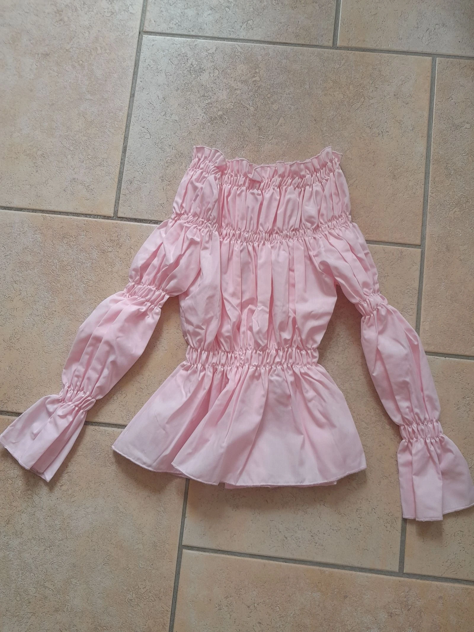 Haut épaules dénudées rose 100% coton – Taille S – Très bon état